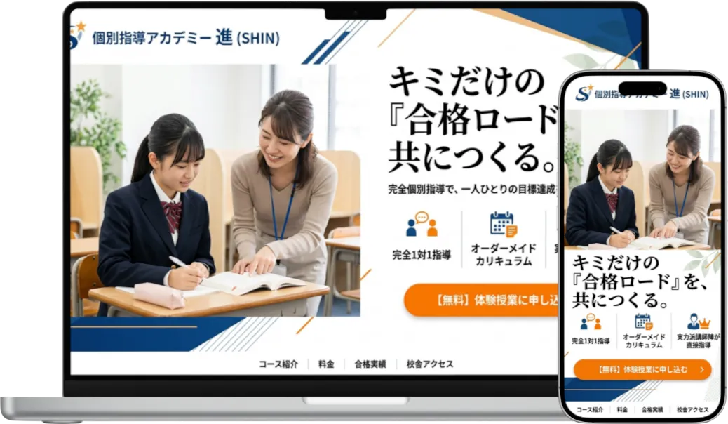 個別指導塾向けに制作したLPのデザイン